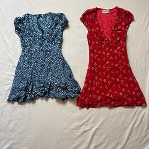 Princess Polly Blue and Red Floral Mini Dresses Bundle